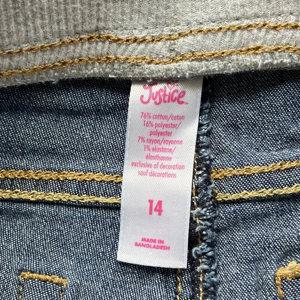 Justice Knit Waist Denim Shorts Size 14